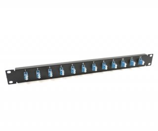 19 1U Panel with 12 Duplex LC Blue Adapters