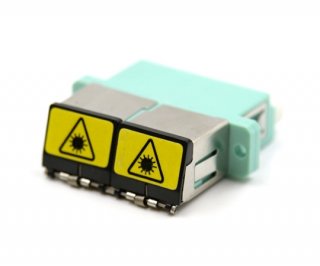 Shuttered LC Quad Aqua Adapter with Flange