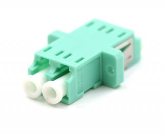 LC Duplex Aqua Adapter with Flange