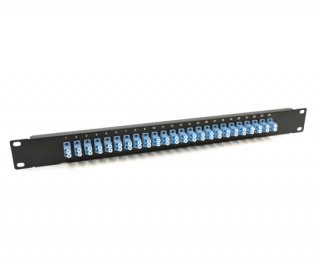 19 1U Panel with 24 Duplex LC Blue Adapters