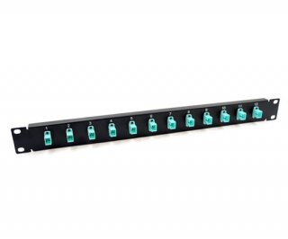 19 1U Panel with 12 Simplex SC Aqua Adapters