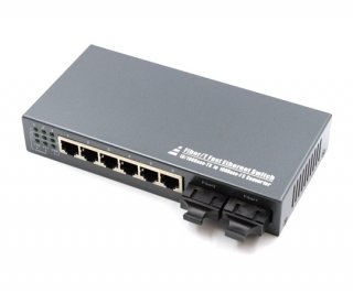6 Port Fiber Switch 10/100 RJ45 to 2 Fiber Port Multimode 2km