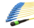 10m MTP Female to 12 SC UPC 12 Fiber Singlemode OS2 9/125 Fanout Cable
