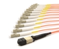 1m MTP Female to 12 LC UPC 12 Fiber Multimode OM1 625/125 Fanout Cable