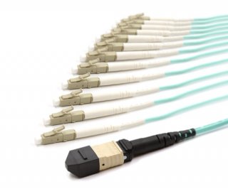 5m MTP Male to 12 LC UPC 12 Fiber Multimode OM3 50/125 Fanout Cable