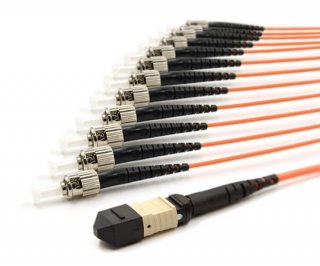 1m MTP Male to 12 ST UPC 12 Fiber Multimode OM1 625/125 Fanout Cable