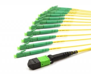 1m MTP Male to 12 LC APC 12 Fiber Singlemode OS2 9/125 Fanout Cable