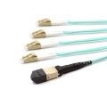 5m MTP Female to 8 LC UPC 8 Fiber QSFP Multimode OM3 50/125 Fanout Cable