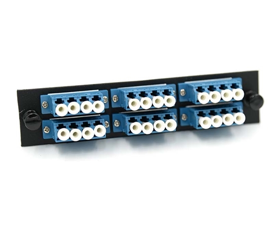 FType Plate with 6 Quad LC Blue Adapters FType Plate with 6 Quad LC Blue Adapters