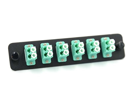 LGX Adapter Plate with 6 Duplex LC Aqua Adapters LGX Adapter Plate with 6 Duplex LC Aqua Adapters