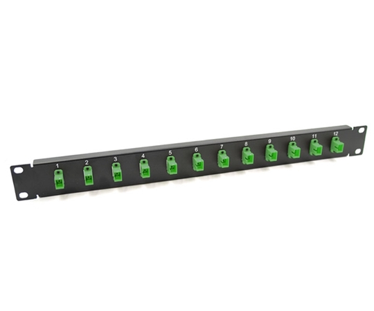 19 1U Panel with 12 Simplex SC Green Adapters 19 1U Panel with 12 Simplex SC Green Adapters