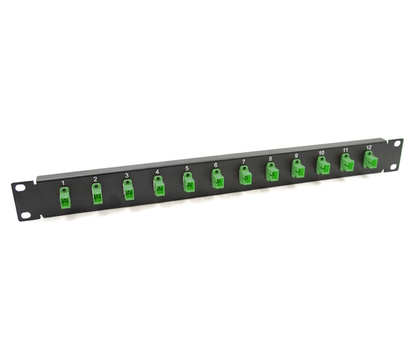 19 1U Panel with 12 Simplex SC Green Adapters