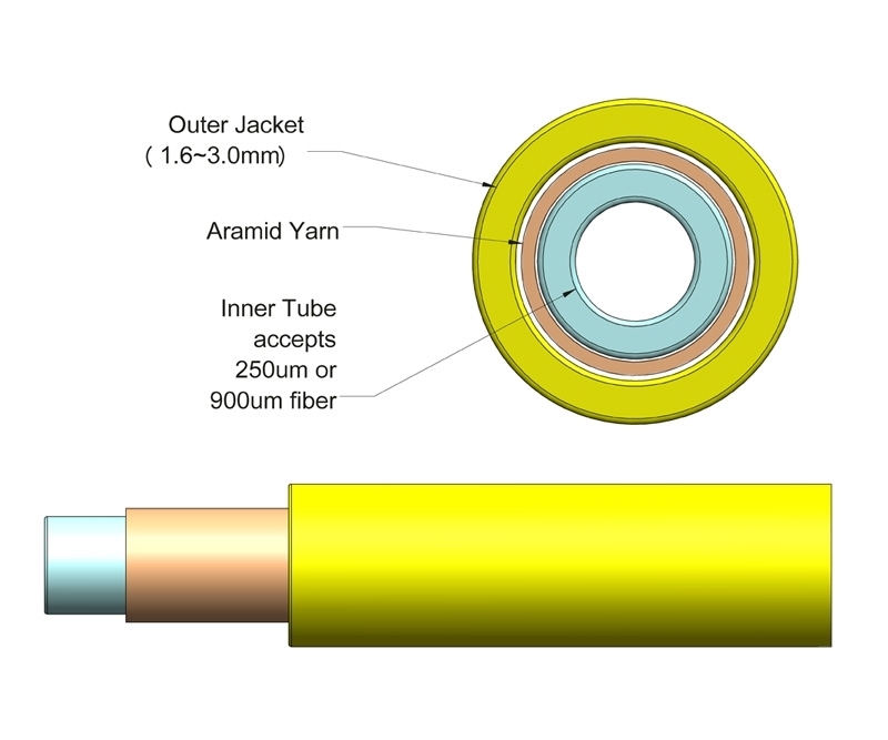 3mm Simplex Furcation Tubing for 900m Yellow