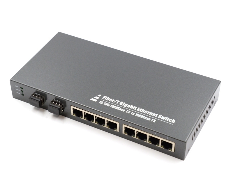 8 Port Fiber Switch 10/100/1000M RJ45 and 2port 1000M SFP