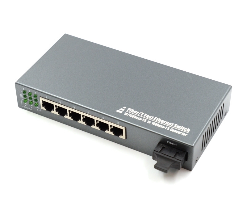 4 Port Fiber Switch 10/100 RJ45 to 1 Fiber Port Singlemode 25km