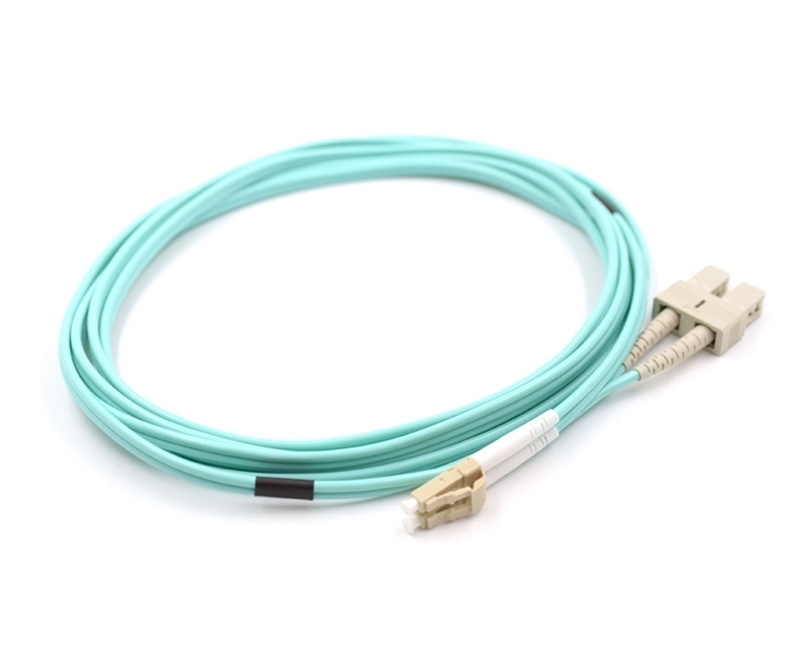 20m LC to SC Duplex OM3 Armored Fiber Cable