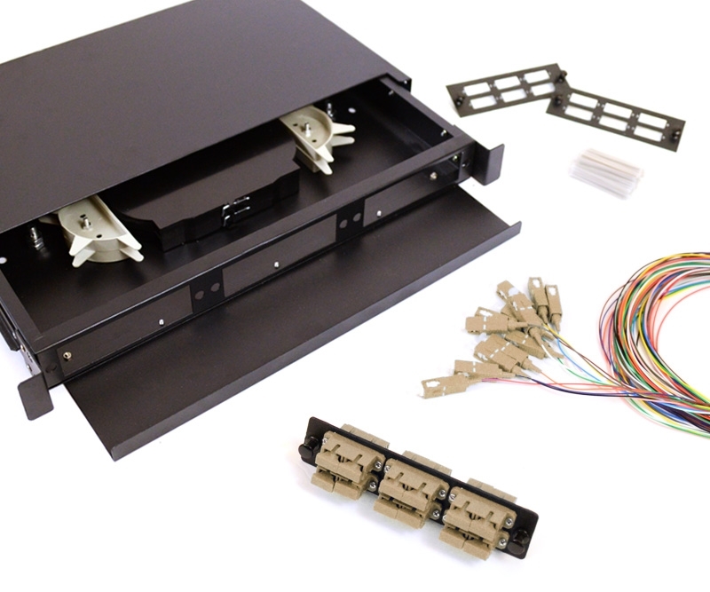 12 Fiber SC 625/125 1U Splicing Patch Panel Kit