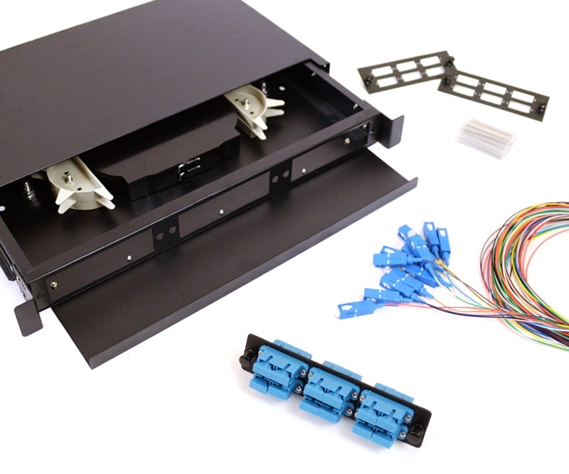 24 Fiber SC 9/125 1U Splicing Patch Panel Kit