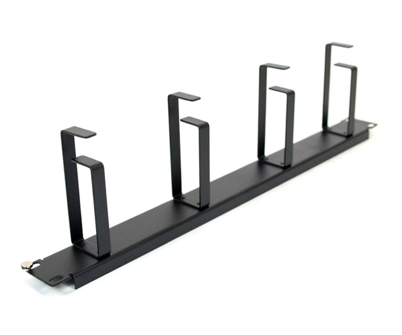 1U Cable Management Panel with 4 Metal DRings